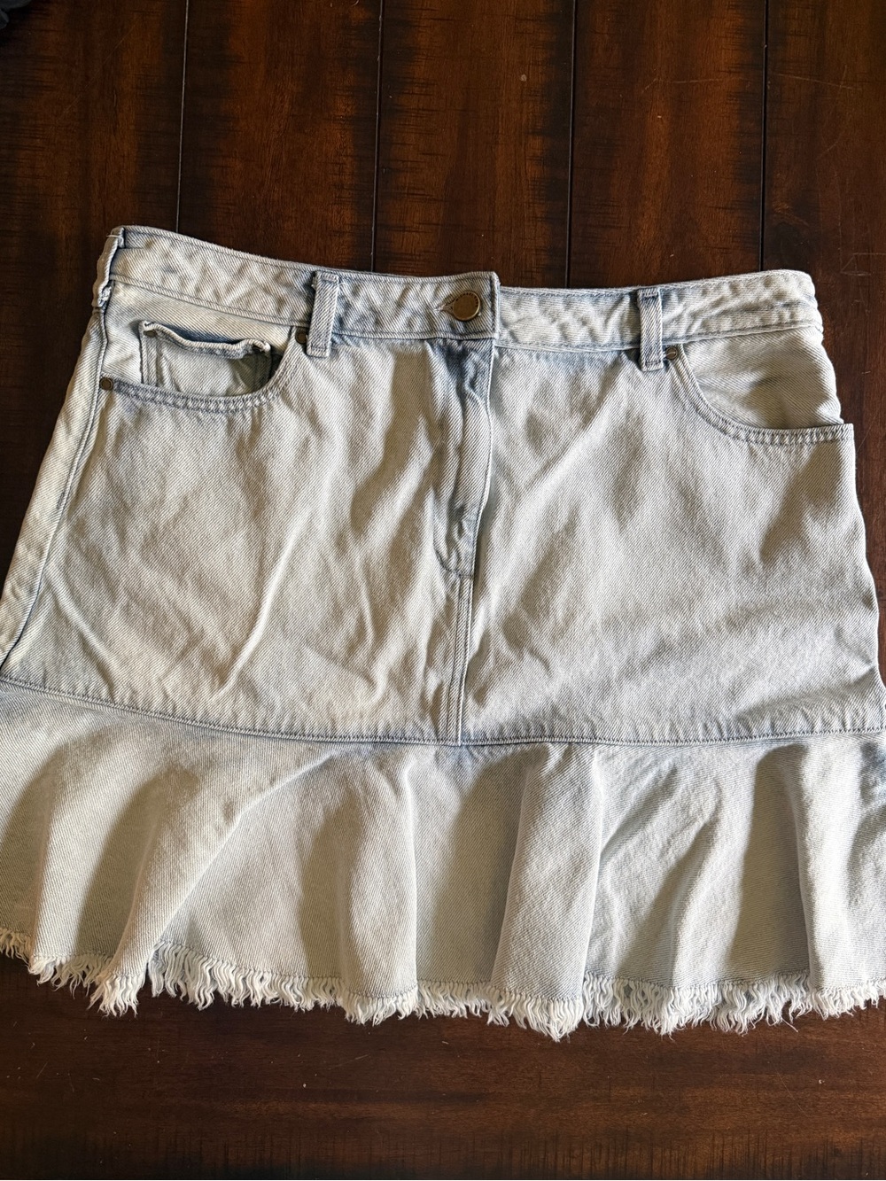 MICHAEL KORS Flounce Denim Mini Skirt, Size 14 - Picture 4 of 14